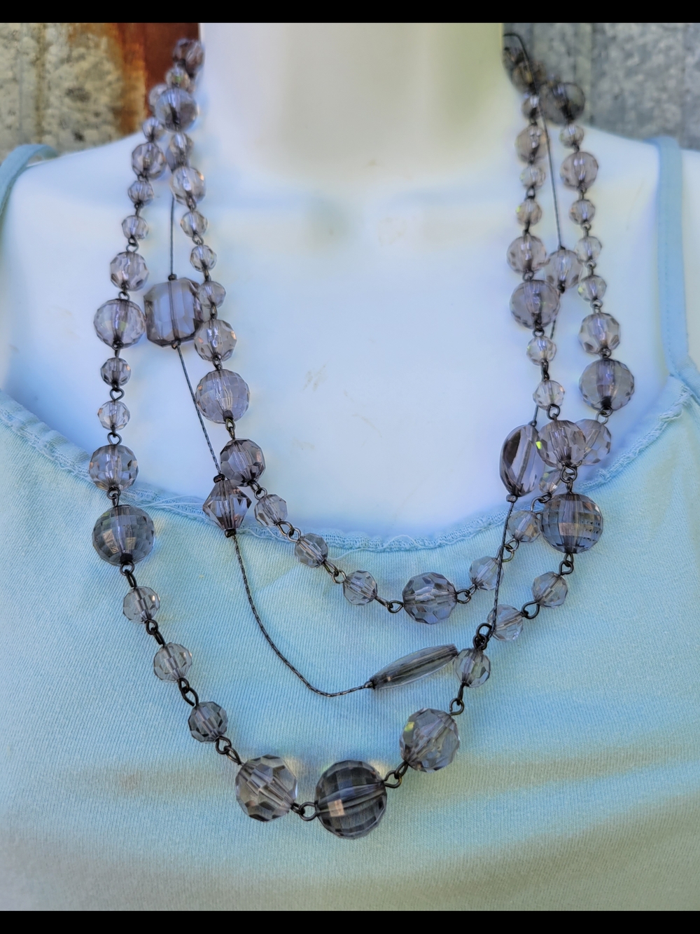 Layered Smoky Gray Beaded Necklace - Women’s Jewelry